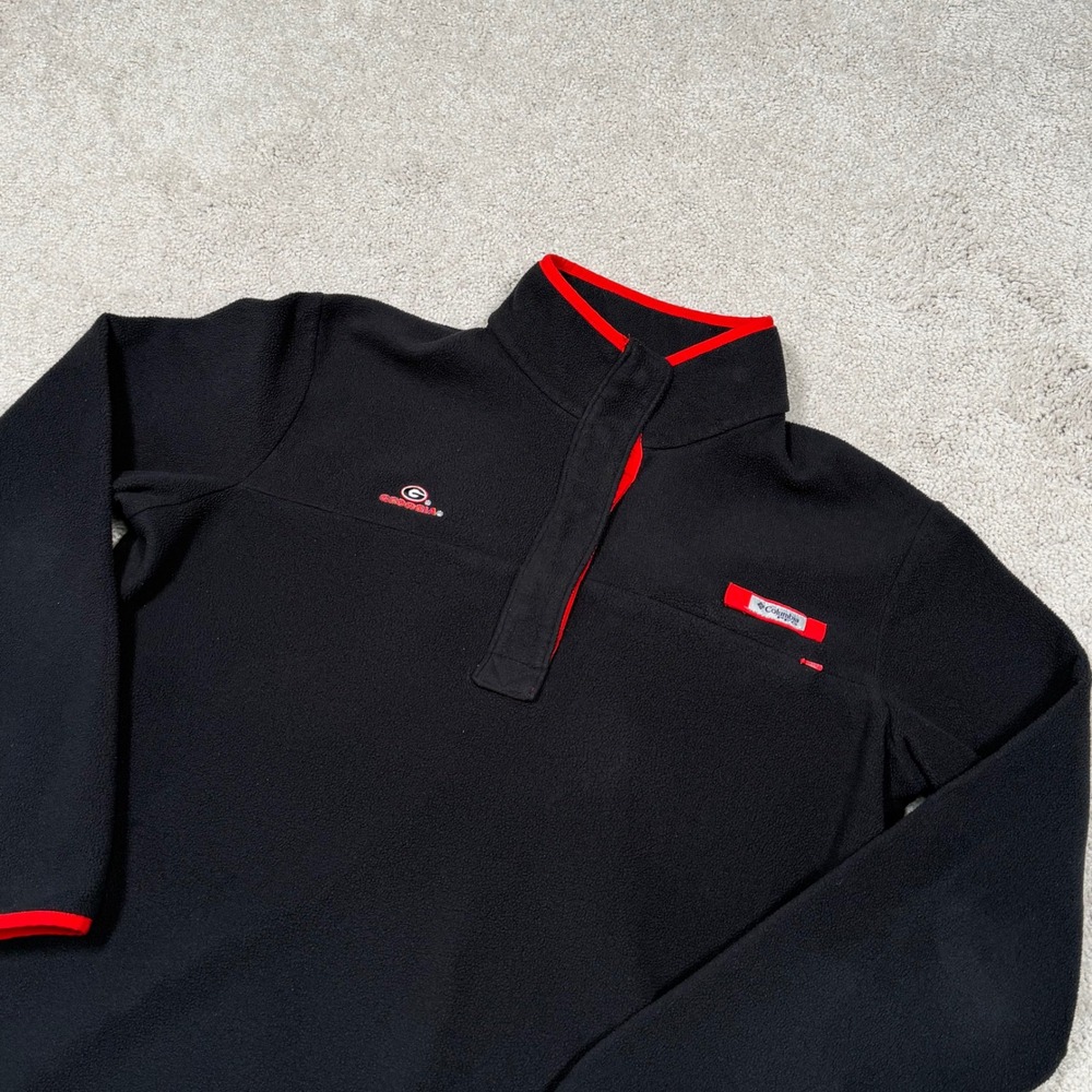 Columbia PFG Georgia Bulldogs Mens XL Black Red Quarter Snap Fleece Pullover